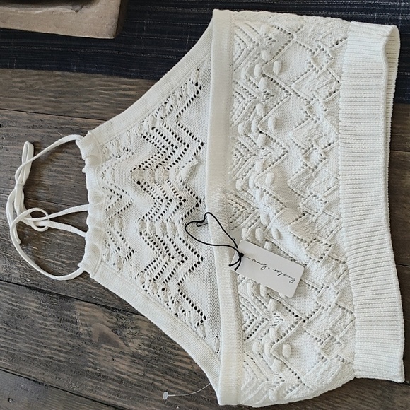 New Hunter & Brown Crochet Crop Top Size L - Picture 2 of 6